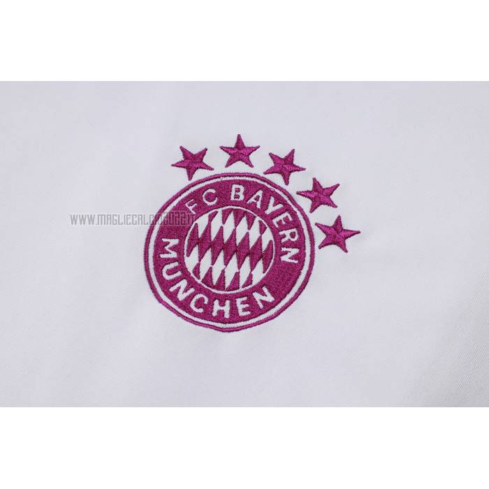 Tuta da Track del Bayern Monaco Manga Corta 2023-2024 Blanco - Pantalon Corto